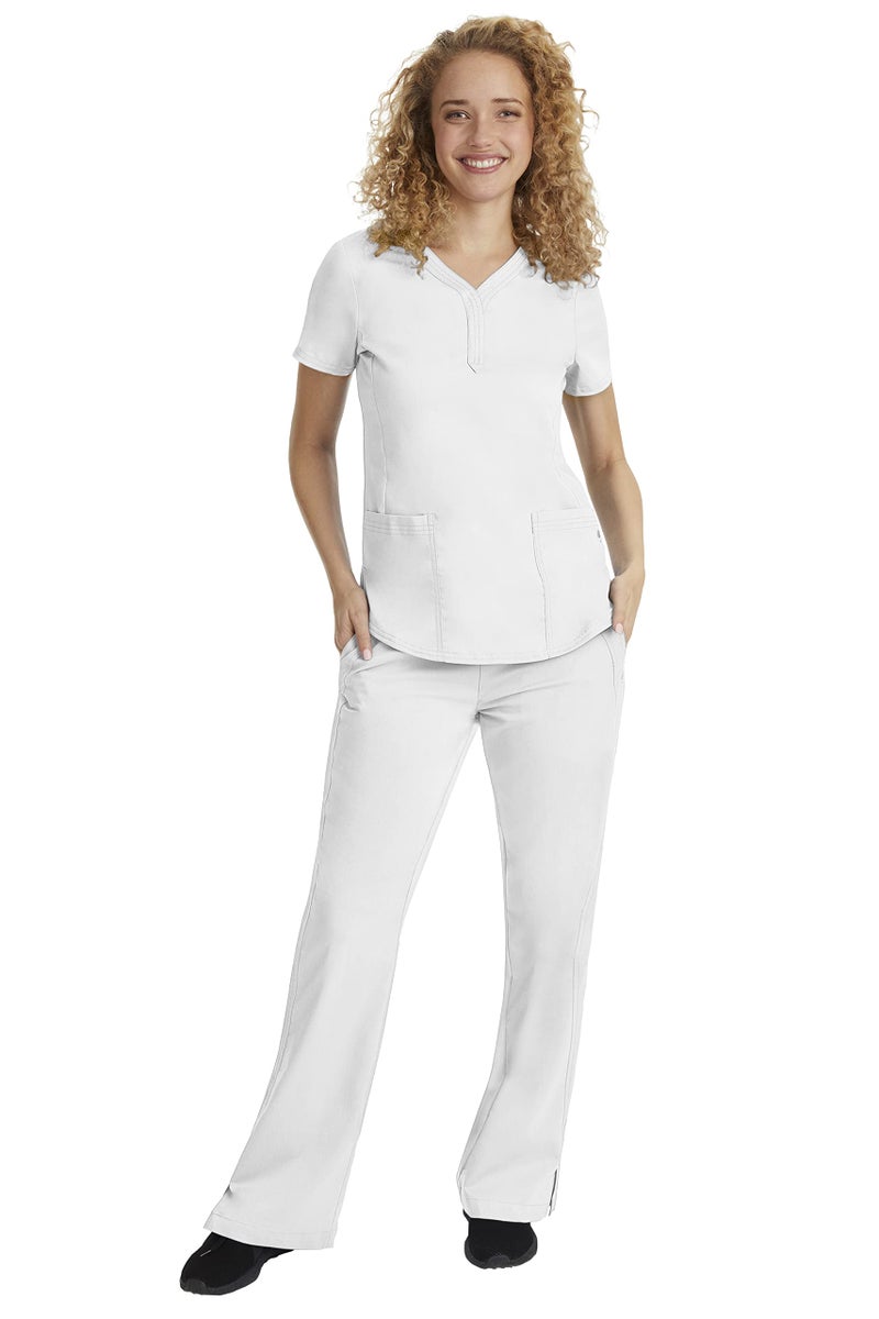 Healing Hands Scrubs for Women Y-Neck Jane Modern Fit, Triple Stitch Detail, 2 Pockets, 2-Way Stretch & Shirttail Hem - 2167, M, White - Image 3